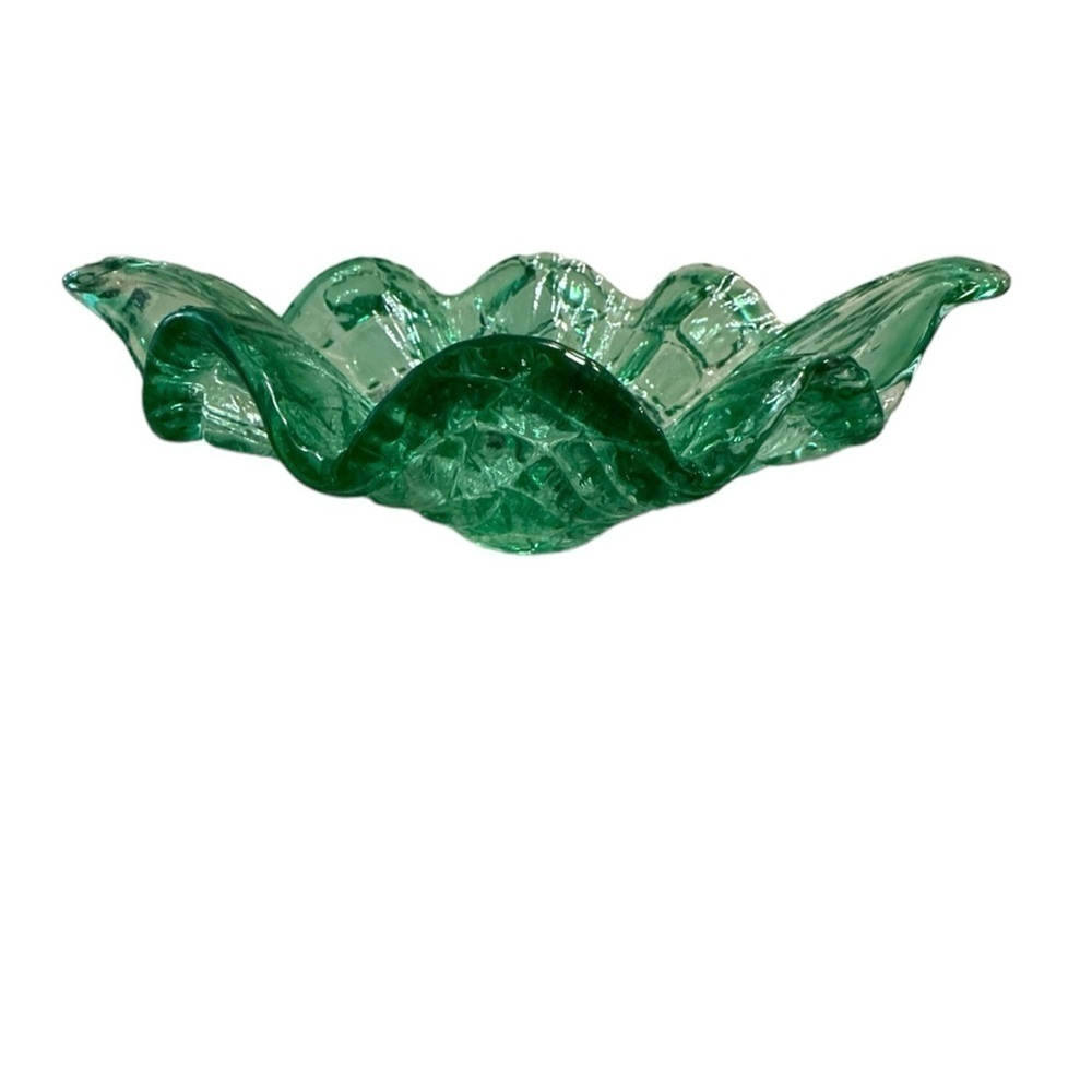 Vintage Italian Murano Vetro Eseguito Glass Bowl Sea Green Teal Art Glass Bowl